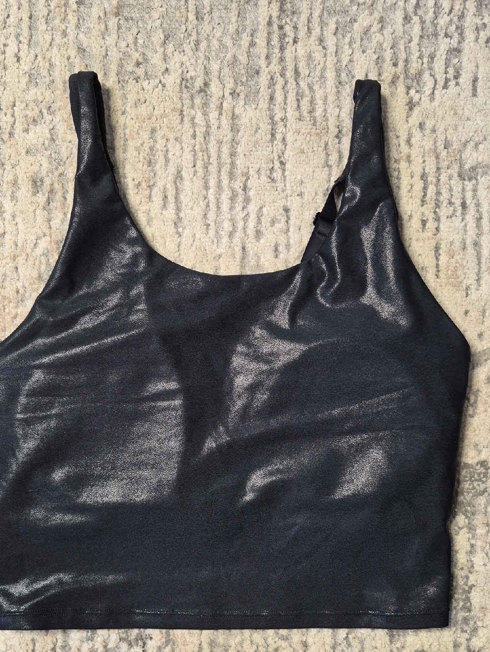 Old Navy Metallic Sports Bra, Workout Top, Gym, Activewear, Black, Size Large